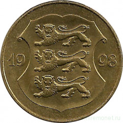 Монета. Эстония. 1 крона 1998 год.
