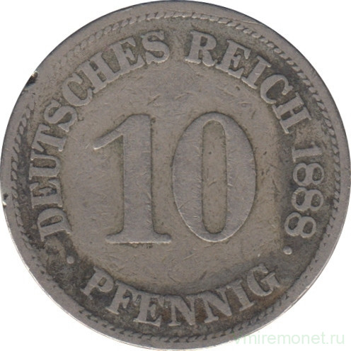 Монета. Германия (Германская империя 1871-1922). 10 пфеннигов 1888 год. (E).