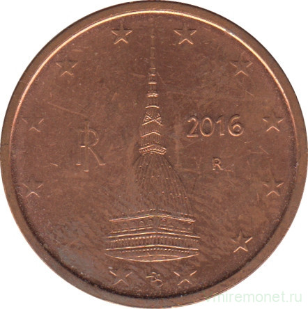 Монета. Италия. 2 цента 2016 год.