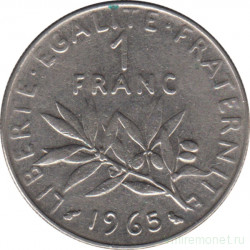 Монета. Франция. 1 франк 1965 год.