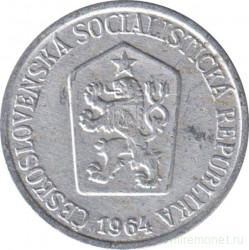 Монета. Чехословакия. 25 геллеров 1964 год.