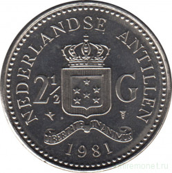 Монета. Нидерландские Антильские острова. 2,5 гульдена 1981 год.