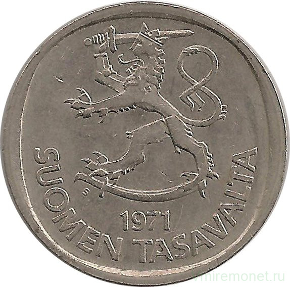 Монета. Финляндия. 1 марка 1971 год.