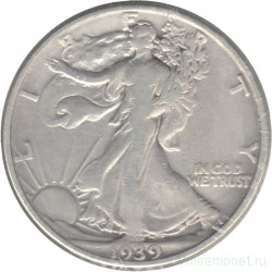 Монета. США. 50 центов 1939 год. Шагающая свобода. Монетный двор - Сан-Франциско (S).