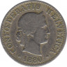  Монета. Швейцария. 5 раппенов 1880 год. ав.