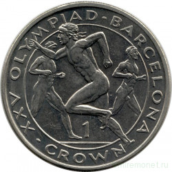 Монета. Гибралтар. 1 крона 1991 год. XXV летние Олимпийские игры. Барселона 1992. Бег.
