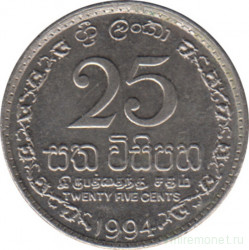 Монета. Шри-Ланка. 25 центов 1994 год.