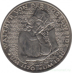 Монета. ФРГ. 5 марок 1980 год. 750 лет со дня смерти Вальтера фон дер Фогельвейде.
