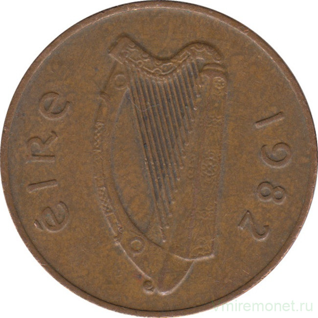 Монета. Ирландия. 2 пенса 1982 год.