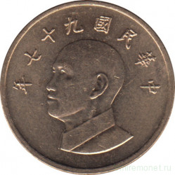 Монета. Тайвань. 1 доллар 2008 год. (97-й год Китайской республики).