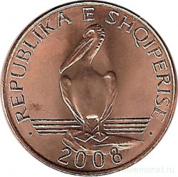 Монета. Албания. 1 лек 2008 год.
