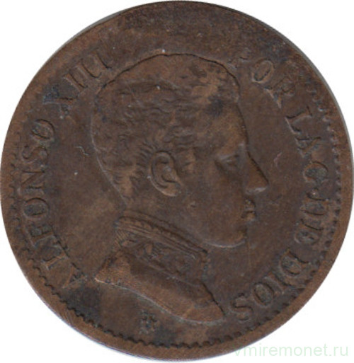 Монета. Испания. 1 сентимо 1906 год.
