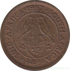 Монета. Южно-Африканская республика (ЮАР). 1/4 пенни 1957 год.