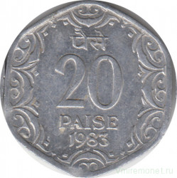 Монета. Индия. 20 пайс 1983 год.