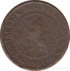 Монета. Нидерланды. 1/2 цента 1901 год.