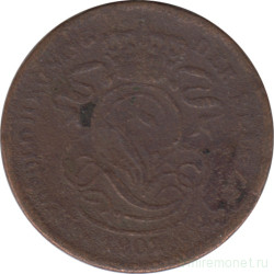 Монета. Бельгия. 2 сантима 1902 год. Der Belgen.