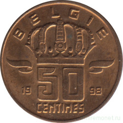 Монета. Бельгия. 50 сантимов 1998 год. BELGIE.