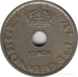 Монета. Норвегия. 10 эре 1924 год.