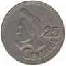 Монета. Гватемала. 25 сентаво 1993 год.