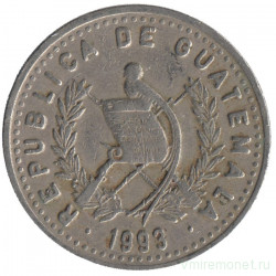 Монета. Гватемала. 25 сентаво 1993 год.