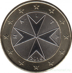 Монета. Мальта. 1 евро 2016 год.