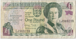 Банкнота. Джерси (Великобритания). 1 фунт 1995 год. 50 лет освобождения Джерси.