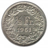 Монета. Швейцария. 1/2 франка 1961 год.