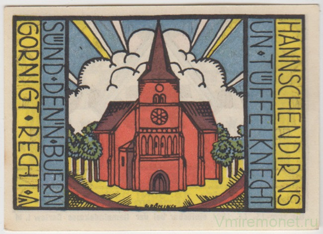Бона. Нотгельд. Германия. Город Карлоу. 75 пфеннигов 1921 год. Вариант 221.1.3.