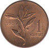 Монета. Турция. 1 куруш 1969 год. ав.