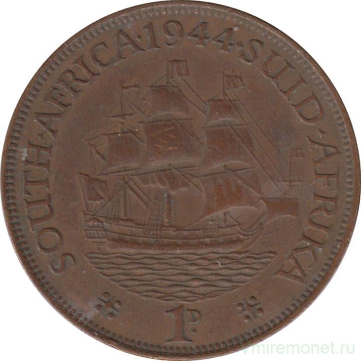 Монета. Южно-Африканская республика (ЮАР). 1 пенни 1944 год.
