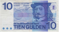 Банкнота. Нидерланды. 10 гульденов 1968 год. Тип 91b.