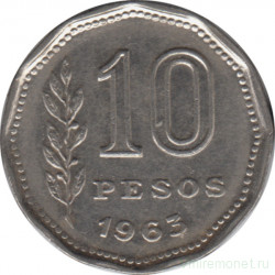 Монета. Аргентина. 10 песо 1963 год.