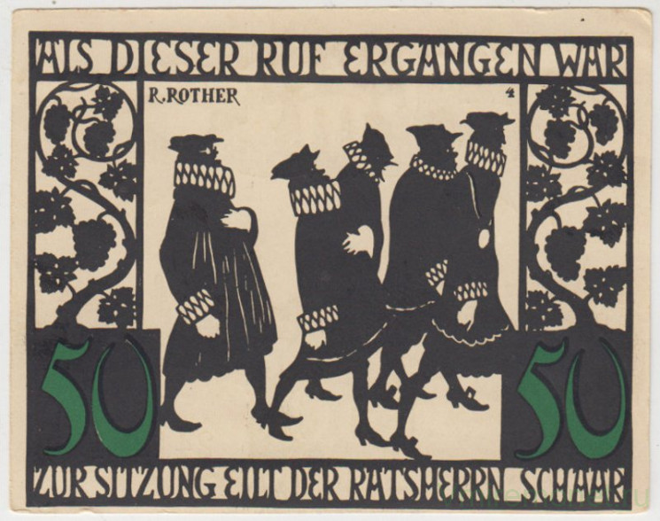 Бона. Нотгельд. Германия. Город Китцинген. 50 пфеннигов 1921 год. Вариант 702.1.4.