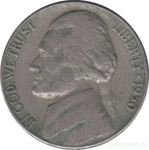 Монета. США. 5 центов 1950 год.