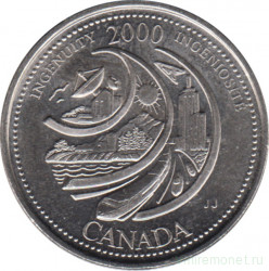 Монета. Канада. 25 центов 2000 год. Миллениум - изобретательность.