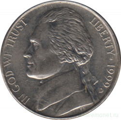 Монета. США. 5 центов 1999 год. Монетный двор D.