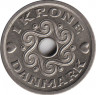Реверс. Монета. Дания. 1 крона 2001 год.