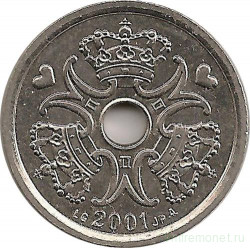 Монета. Дания. 1 крона 2001 год.