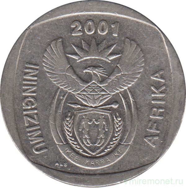Монета. Южно-Африканская республика (ЮАР). 5 рандов 2001 год.