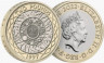 Монета. Великобритания. 2 фунта 2022 год. 25 лет биметаллической монете 2 фунта. В буклете.
