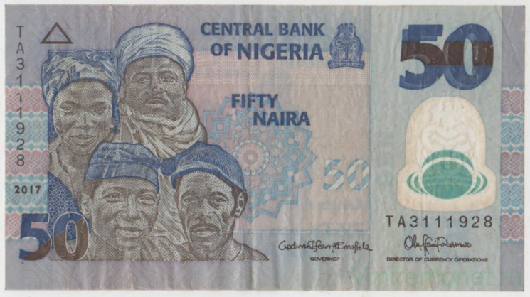 Банкнота. Нигерия. 50 найр 2017 год.