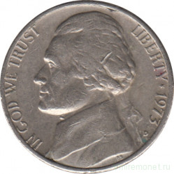 Монета. США. 5 центов 1973 год.  Монетный двор D.