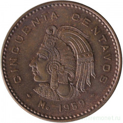 Монета. Мексика. 50 сентаво 1959 год.