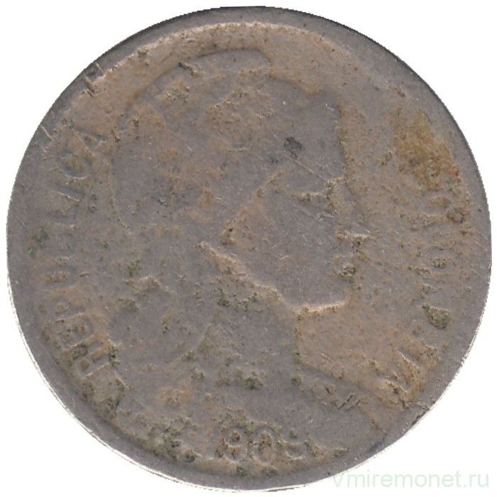 Монета. Колумбия. 5 песо 1909 год.