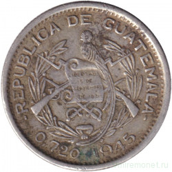 Монета. Гватемала. 10 сентаво 1945 год.