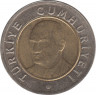  Монета. Турция. 1 лира 2005 год. рев.