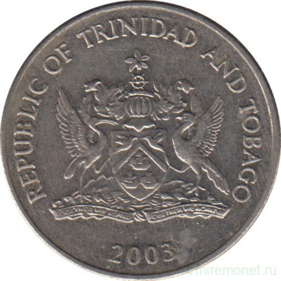 Монета. Тринидад и Тобаго. 25 центов 2003 год.