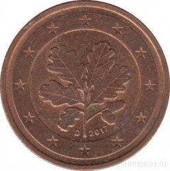 Монета. Германия. 2 цента 2017 год. (D).