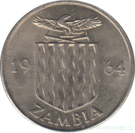 Монета. Замбия. 6 пенсов 1964 год.