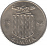 Монета. Замбия. 6 пенсов 1964 год. ав.